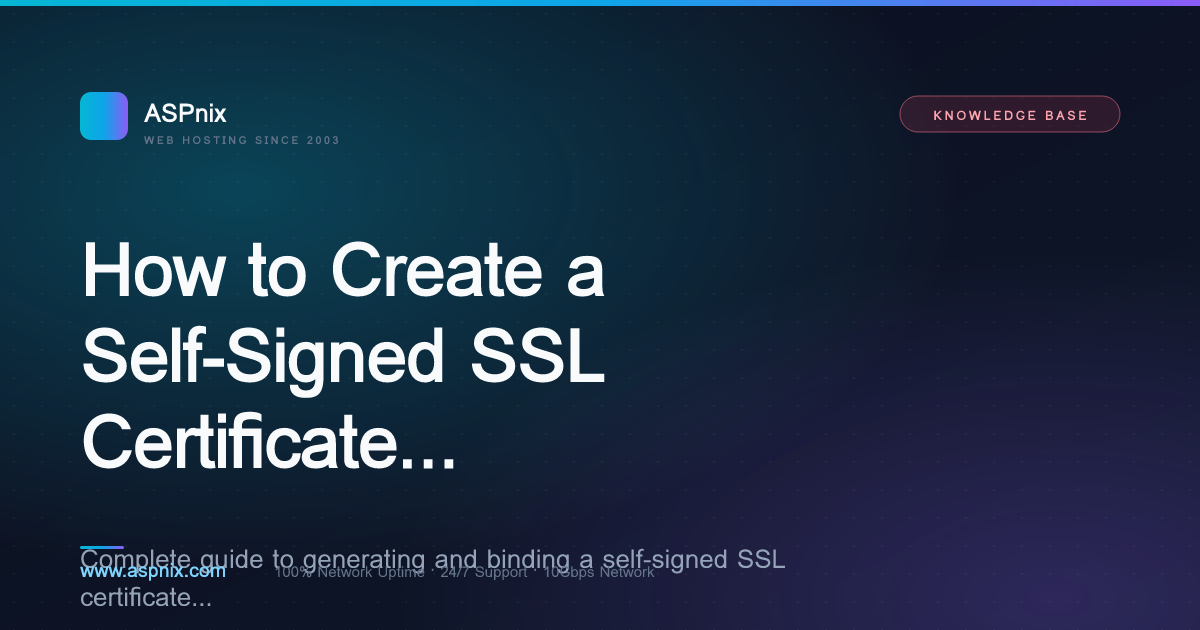 How to Create a Self-Signed SSL Certificate for IIS 6 — ASPnix Web Hosting